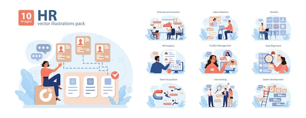 human resources manager hr agent competencies and professional tasks personnel management specialist providing with financial reward or benefits flat vector illustration