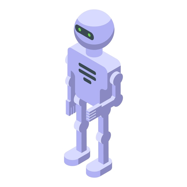 Humanoid robot standing with arms by its side isometric illustration