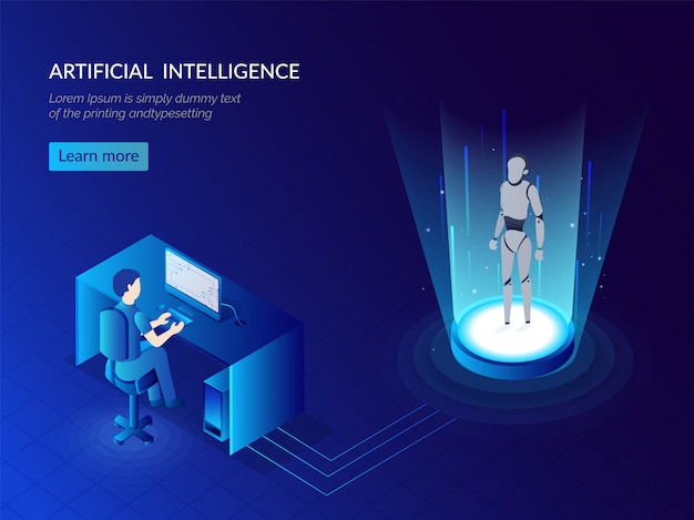 Humanoid robotic system for Artificial Intelligence concept.