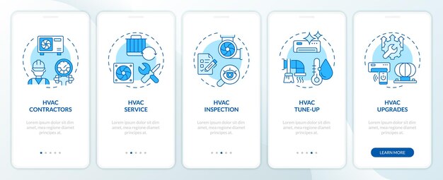 HVAC Services and Improvements blue onboarding mobile app screen