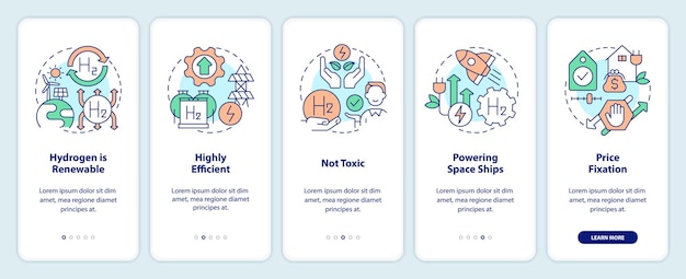 Hydrogen energy benefits onboarding mobile app screen