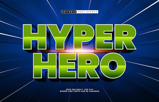 hyper hero editable text effect with a hero and powerful text effect