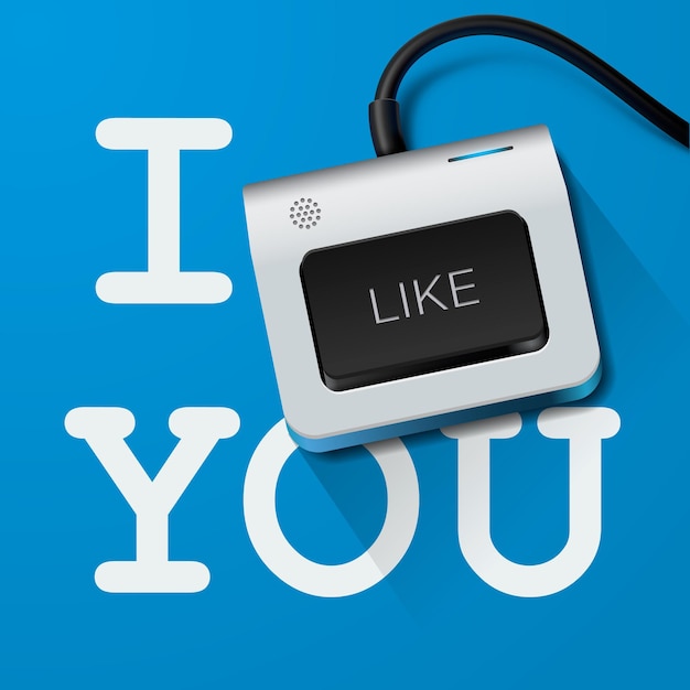 i like you with keyboard key vector illustration