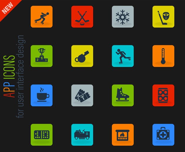 Ice rink icon set