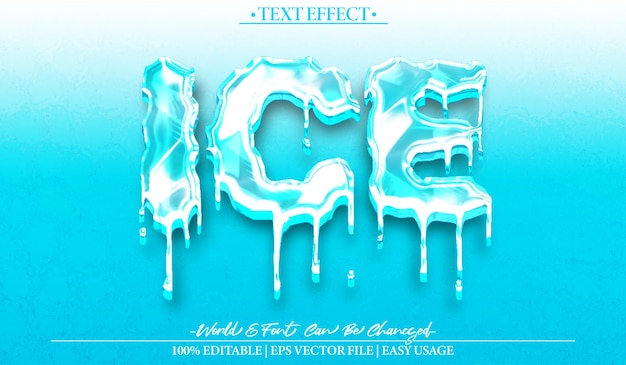 ice vector text effect editable alphabet melt frost cold fresh winter