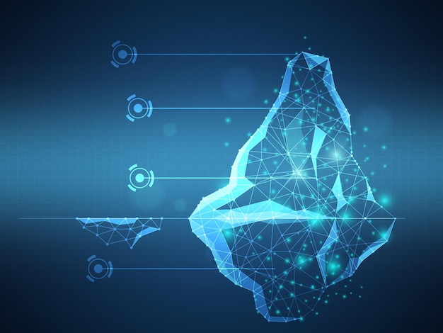 Iceberg futuristic technology vector illustration background