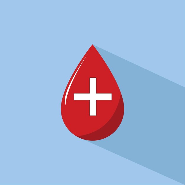 Icon of Blood Drop Medicine with Shadow Vector
