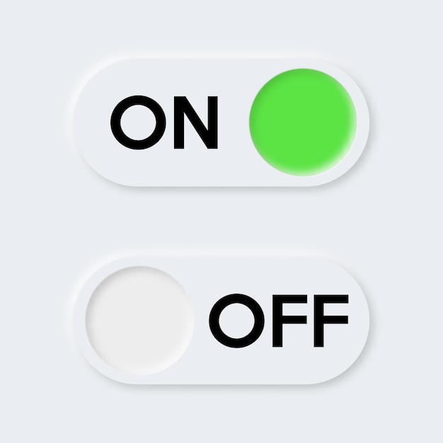 Icon on and off toggle switch button UI UX for mobile applications web and social media Neumorphism