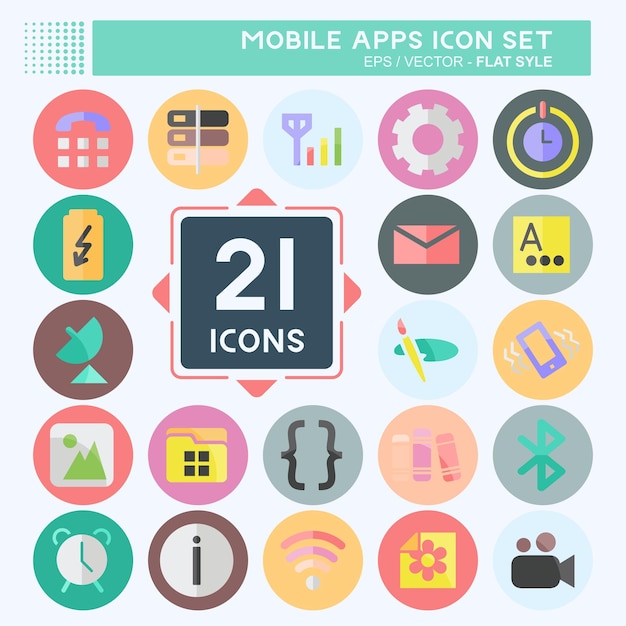 icon set mobile apps suitable for mobile apps symbol flat style editable
