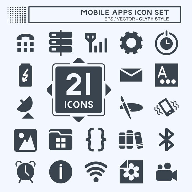 icon set mobile apps suitable for mobile apps symbol glyph style editable