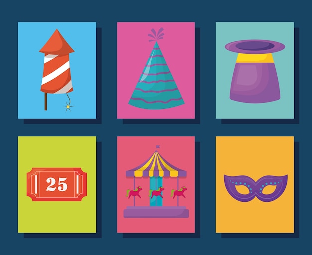 Icon set of Circus carnival  concept 