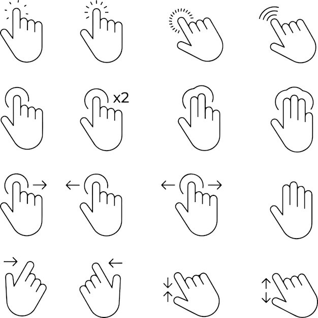 Icon set of mice pointer cursor pointers hand click mouse arrow cursors symbols Thin line icons fl