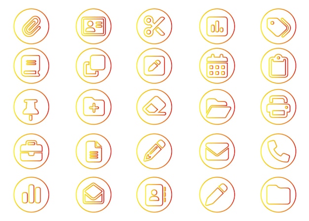 Icon set with gradient color and circle style
