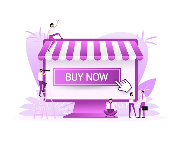 Icon with blue buy now 3D button on white background for web marketing design Social media