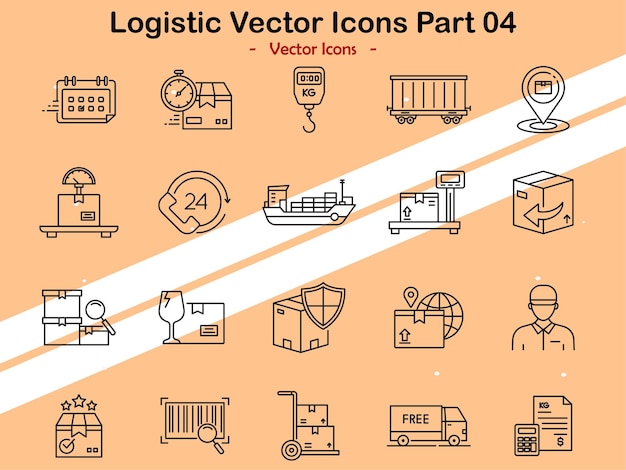 Icons illustrating different aspects of logistics and delivery in vector style