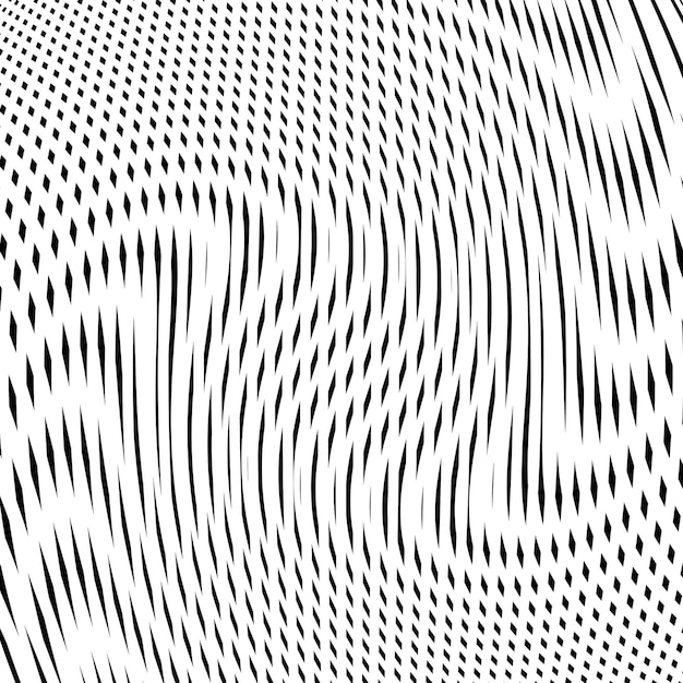 Illusive background with black chaotic lines, moire style. Contrast geometric trance pattern, optical vector backdrop.