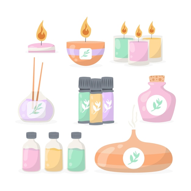 illustrated aromatherapy element collection