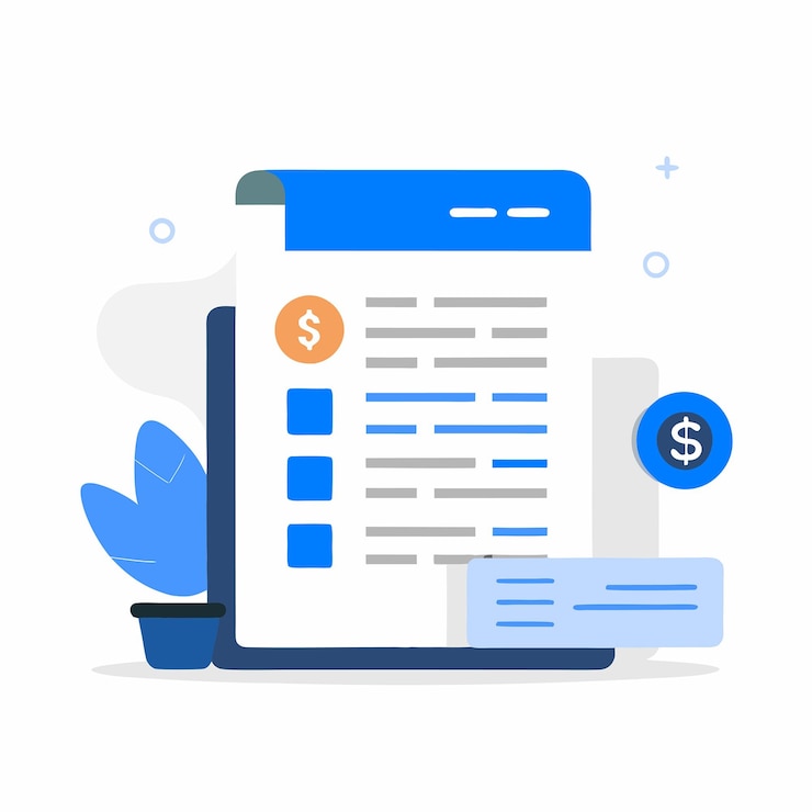 Vector illustrated invoice concept a simplified invoice visualization