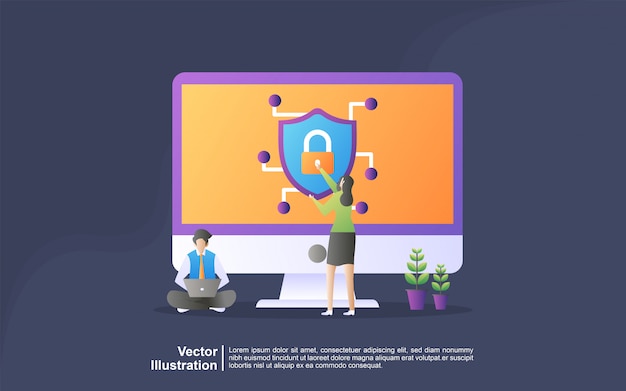 Illustration concept of network security. Data protection concept.