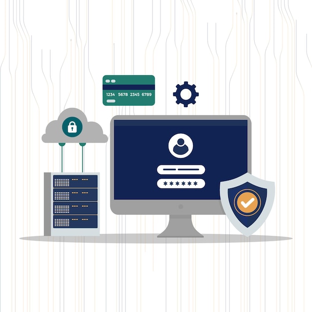 illustration cyber security payment protection method secure encryption data security secure users