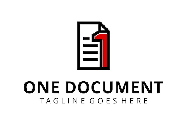 illustration modern document paper with number one sign logo design icon template