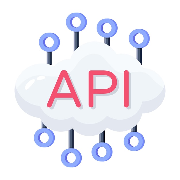 illustration of a cloud with the word api on it