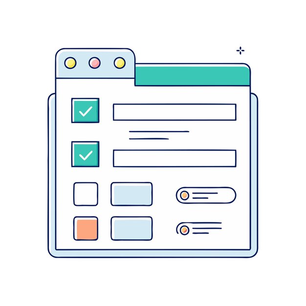 Illustration of a digital user interface form with checkboxes and input fields