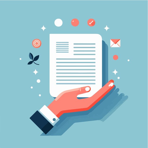 illustration of blank paper and hands in flat design style