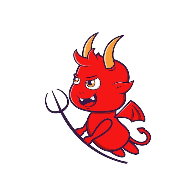 Illustration of demon cute vector design mascot character design