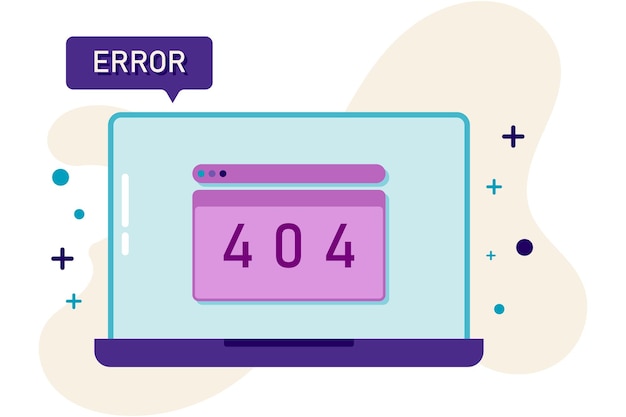 illustration of laptop monitor and error code 404