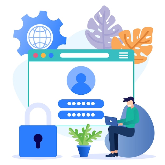 Illustration vector graphic cartoon character of internet security