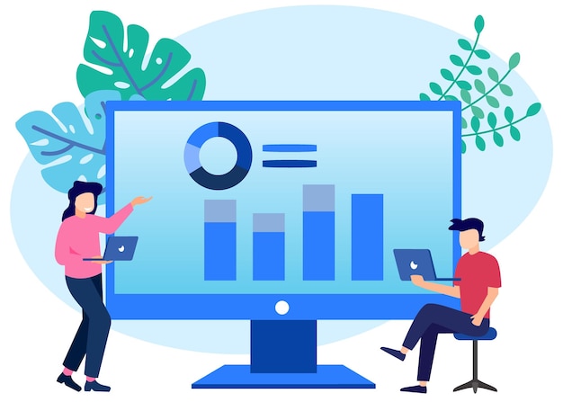 Illustration vector graphic cartoon character of productivity analysis business growth development