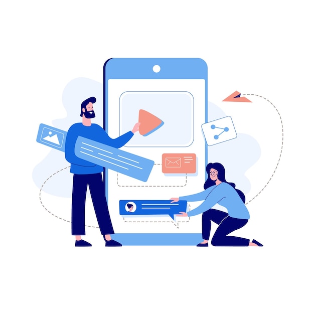 illustration with mobile application development