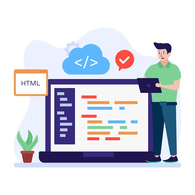 illustrative vector of app development editable design