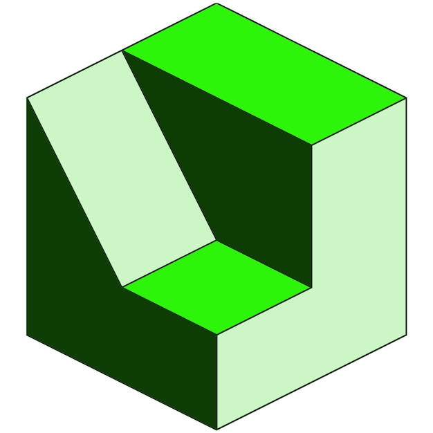 Image of an optical illusion of a threedimensional cube with an insert