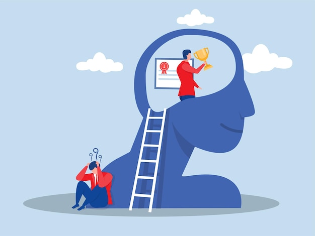 Imposter syndromebusinessmen present self confidence success different Anxiety