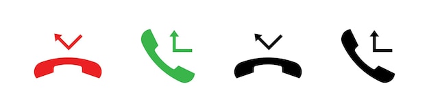 incoming call and missed call icon set vector eps 10