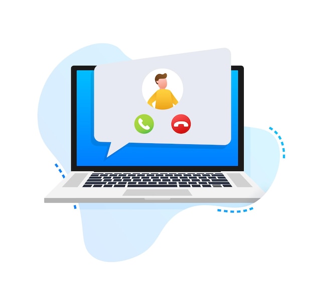 Incoming video call on laptop Laptop with incoming call