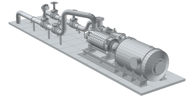 industrial equipment pump wireframe eps10 format vector rendering of 3d