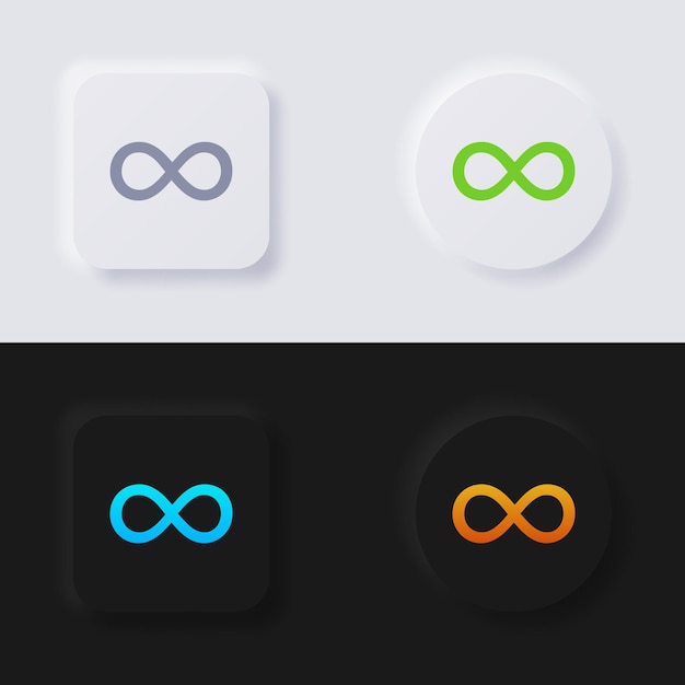 Infinity sign button icon set Multicolor neumorphism button soft UI Design for Web design Application UI and more Button Vector