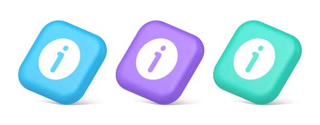 Info button information character FAQ question answer help support web app 3d isometric icon