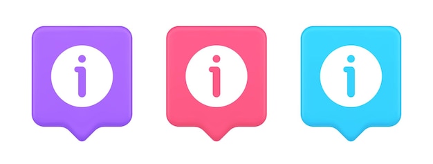 Info button information character FAQ question answer help support web app 3d realistic icon