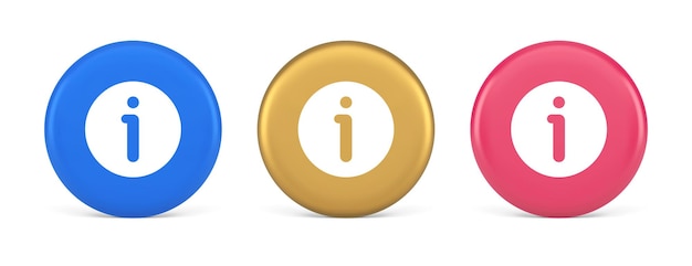 Info button information character FAQ question answer help support web app 3d realistic icon