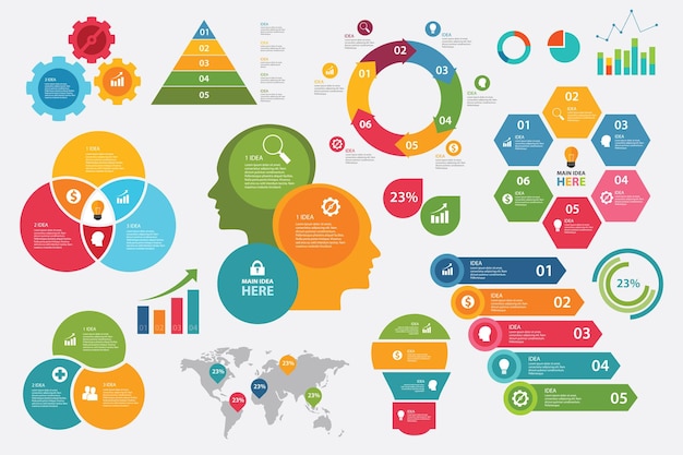 info graphic vector set chart arrow steps collection elements
