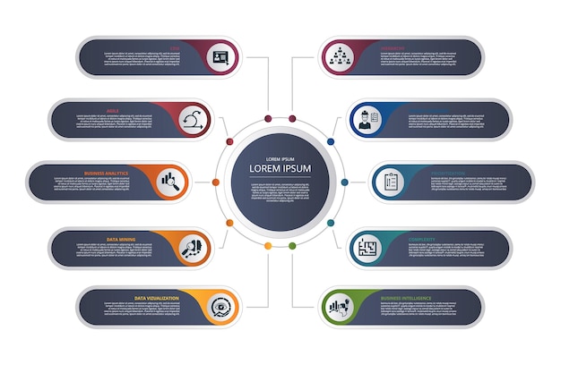 Infographic business intelligence template icons in