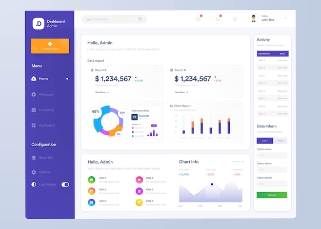 infographic dashboard ui design with graphs charts and diagrams web interface template ui ux