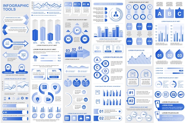 Infographic elements data visualization vector design chart diagram timeline and workflow