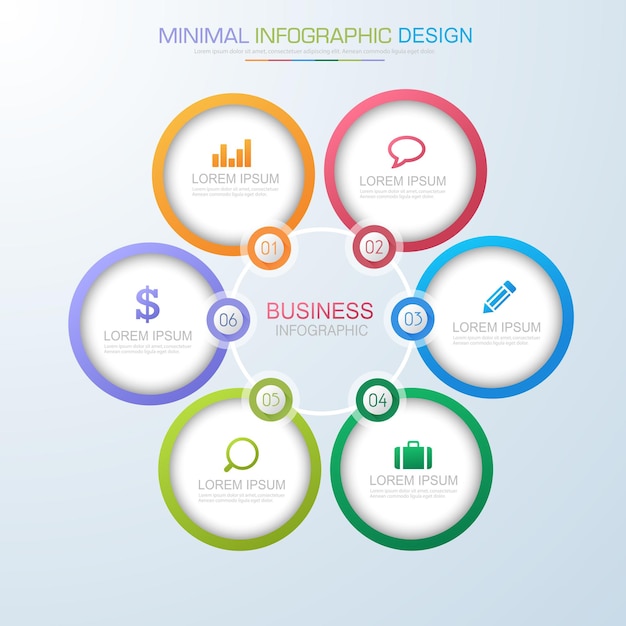 Infographic Elements with business icon circle process or steps and options workflow vector design