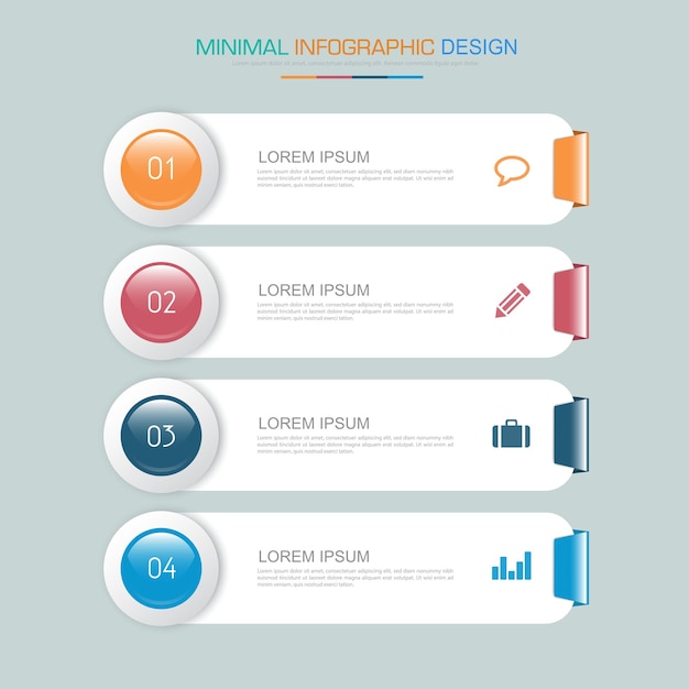 infographic elements with business icon process or steps and options workflow vector design element