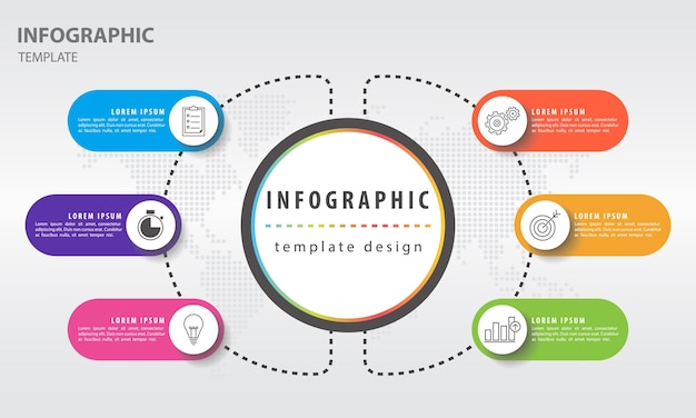 Infographic presentation template with 6 options